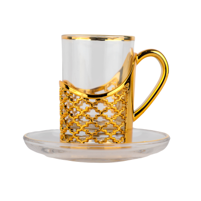 طقم بيالة النجوم ذهبي من سوليتير ، حجم كبير عدد القطع 12