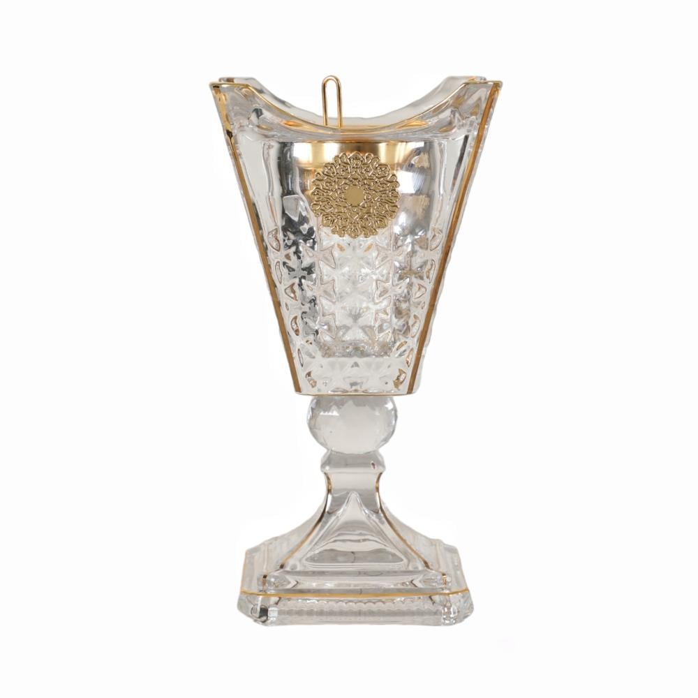 مبخرة الجوهرة كريستال من سولتير، لون شفاف بحواف ذهبية الإرتفاع 25 سم