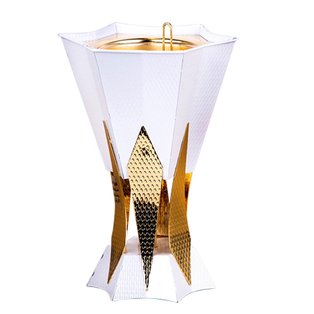 مبخرة العود من سوليتير، لون ذهبي وأبيض، حجم كبير الإرتفاع 23 سم القطر 16 سم