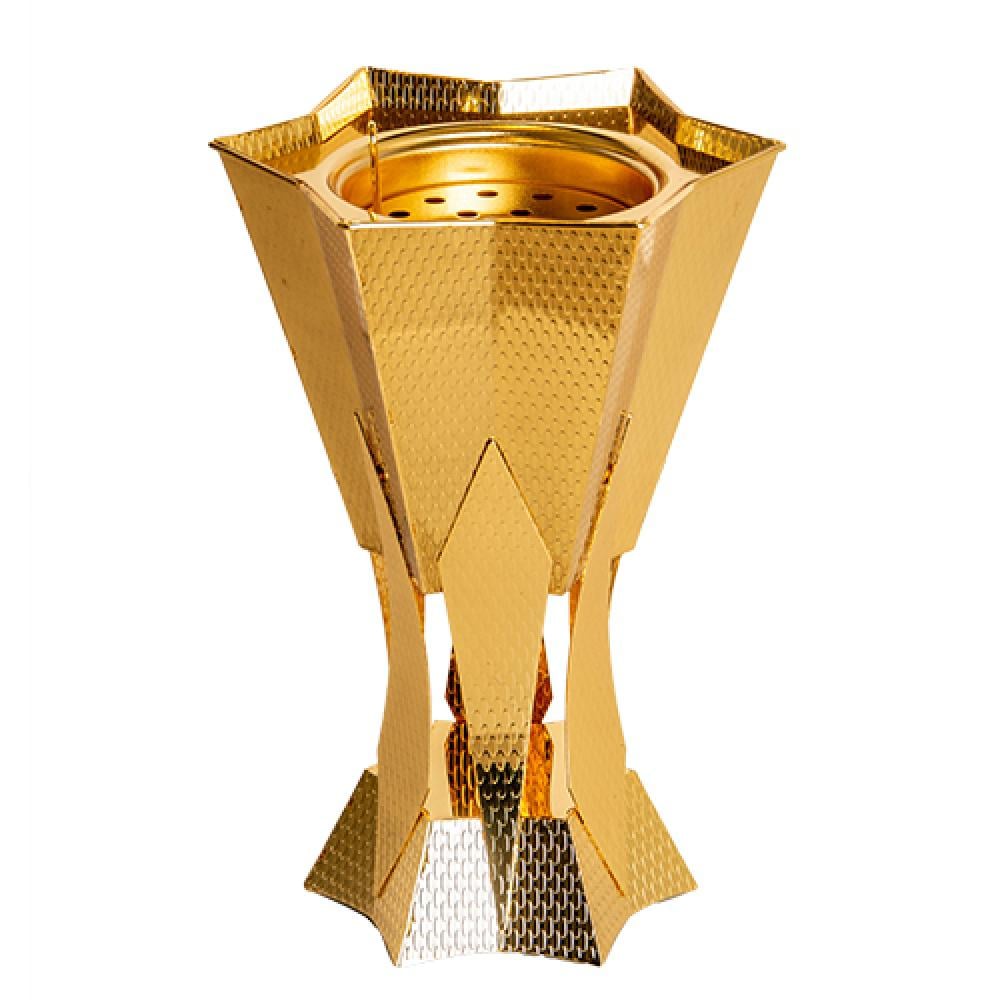 مبخرة العود من سوليتير، لون ذهبي، حجم صغير الإرتفاع 19 سم القطر 13 سم