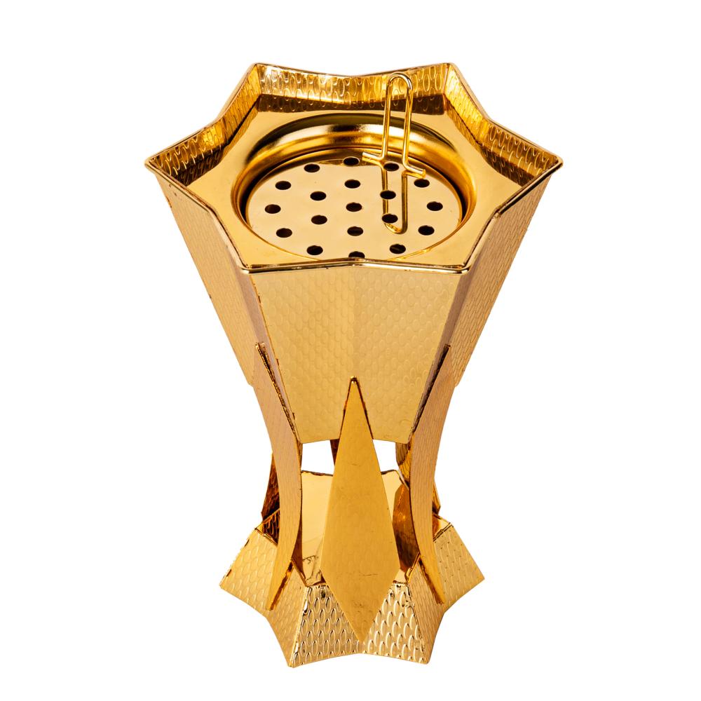 مبخرة العود من سوليتير، لون ذهبي، حجم كبير الإرتفاع 23 سم القطر 16 سم