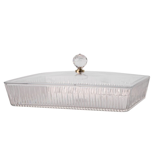 علبة تقديم أكريليك مستطيل شفاف، حجم كبير