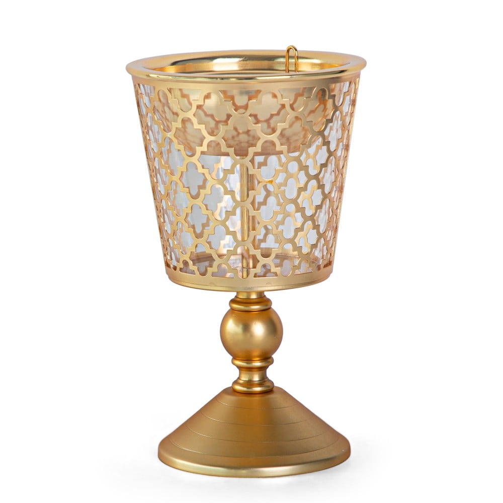 مبخرة صدف من سوليتير، لون ذهبي مطفي وشفاف، الإرتفاع 26 سم القطر 14 سم