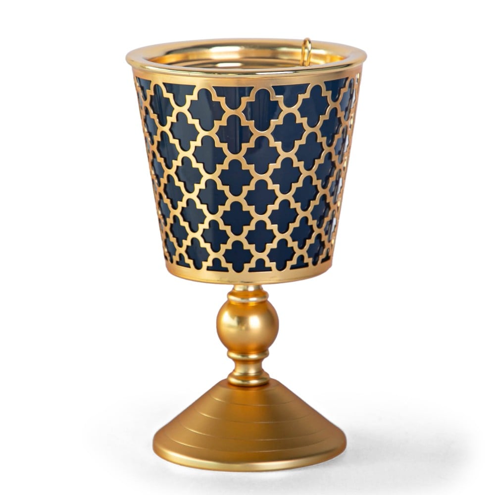 مبخرة صدف من سوليتير، لون ذهبي وكحلي، الإرتفاع 26 سم القطر 14 سم