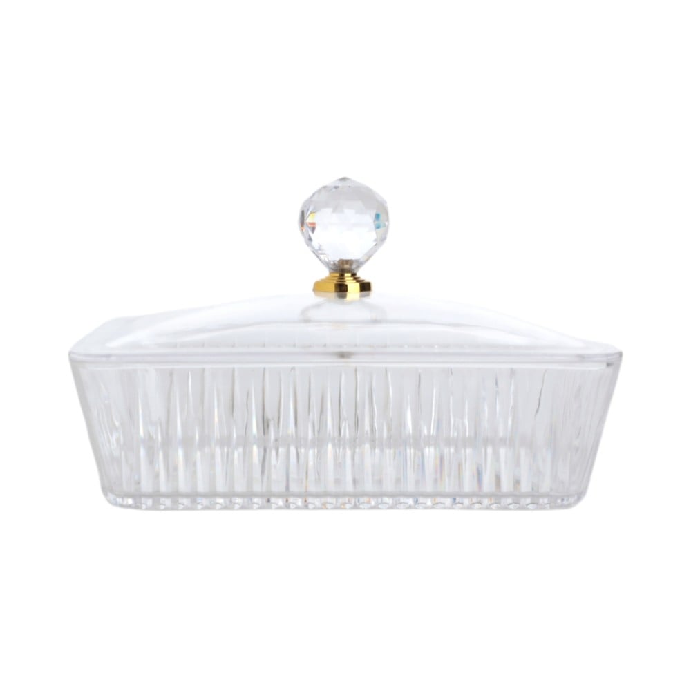 علبة تقديم أكريليك مستطيل شفاف , وسط مقسم