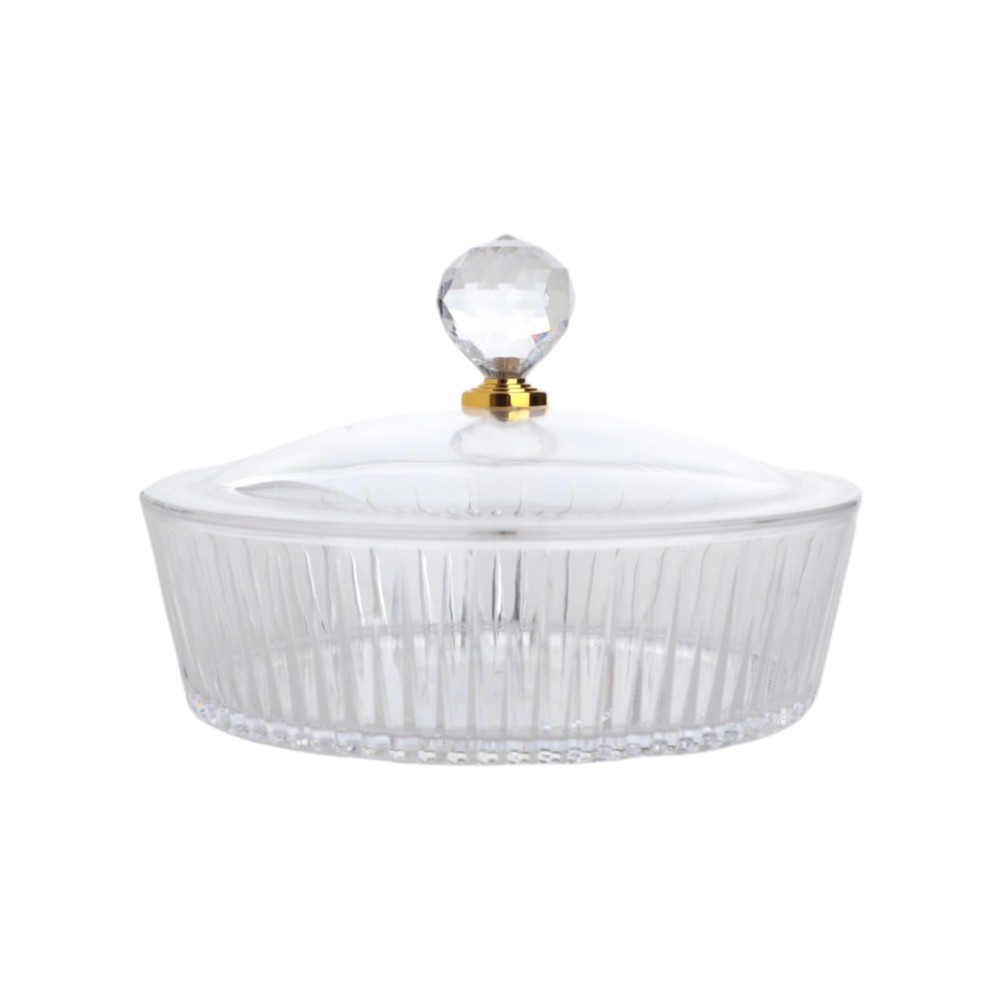 علبة تقديم أكريليك دائري شفاف كبير مقسم