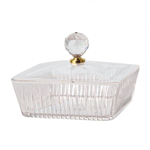 علبة تقديم أكريليك مقسم مربع الشكل شفاف،  الطول 22 سم العرض 22 سم