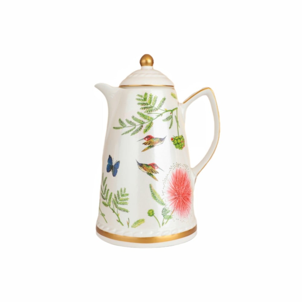 ترمس الفراشة بورسلان للشاي والقهوة، سعة 1 لتر