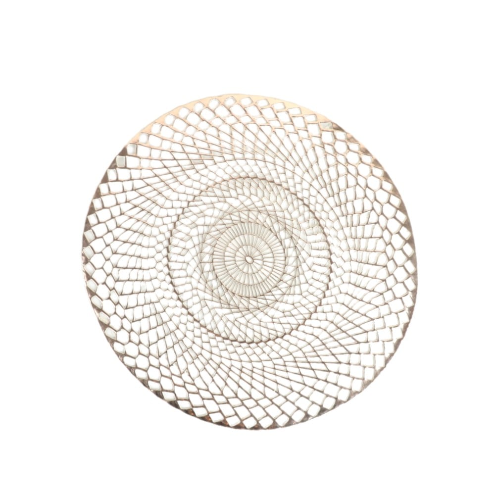 مفرش طاولة بنمط مجوف دائري الشكل لون ذهبي مقاس 37.5 سم