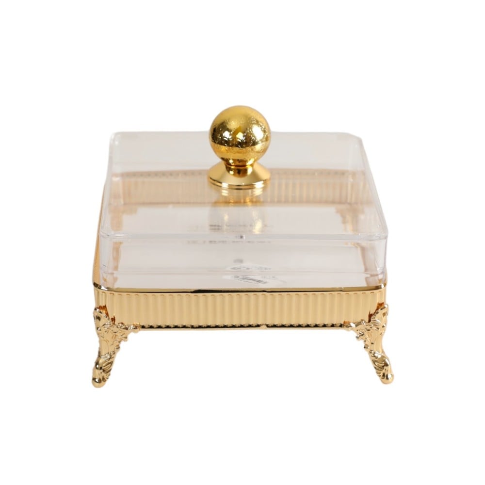 علبة بغطاء مستطيل ذهبي , صغير