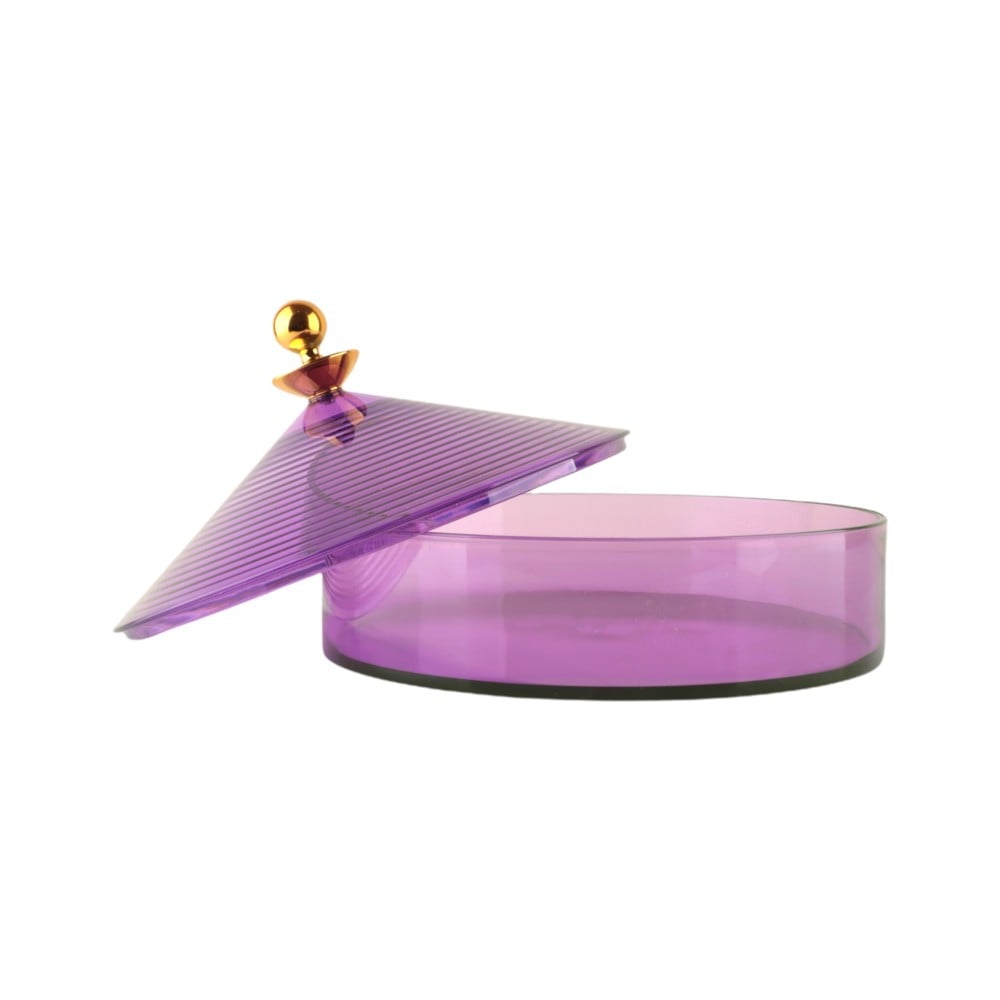 علبة تقديم حلوى بنفسجي, حجم وسط, الشكل دائري, القطر 24 سم, العمق 6 سم
