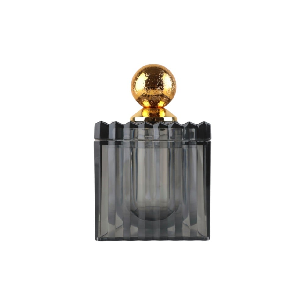 علبة عود أكريليك من سوليتير، لون أسود وذهبي، حجم وسط مقاس 9 سم