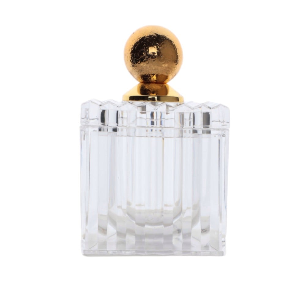 علبة عود أكريليك من سوليتير، لون شفاف وذهبي، حجم وسط