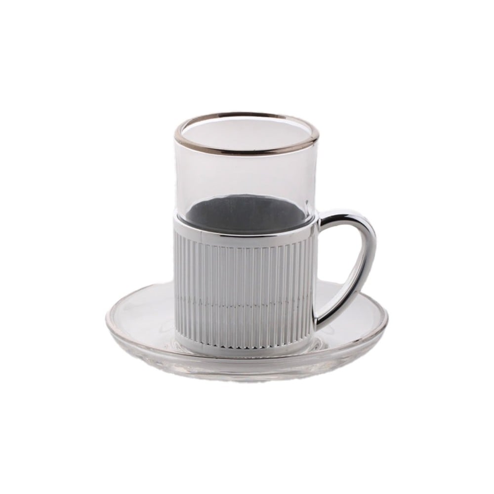 طقم بيالات شاي أساور من سوليتير، لون فضي، طقم مكون من 6 قطع