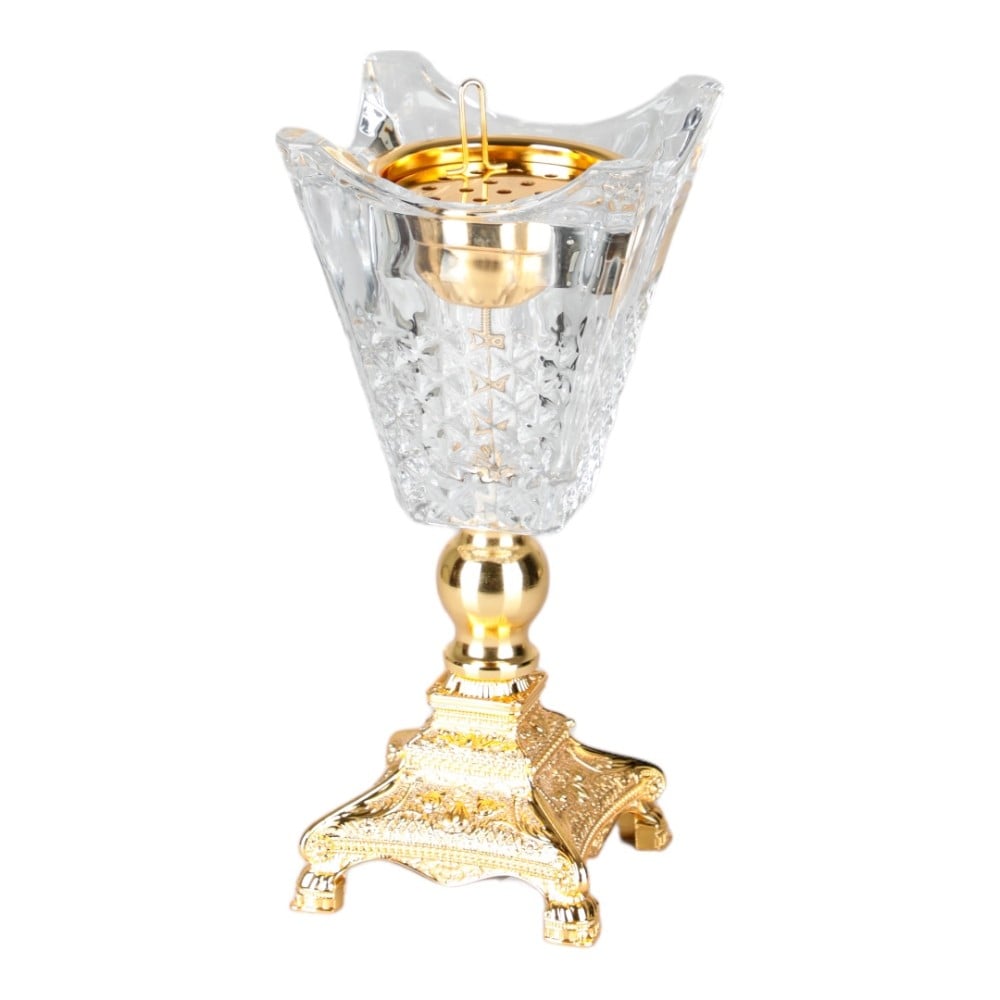 مبخرة كريستال من سوليتير، لون ذهبي وشفاف، الإرتفاع 25 سم