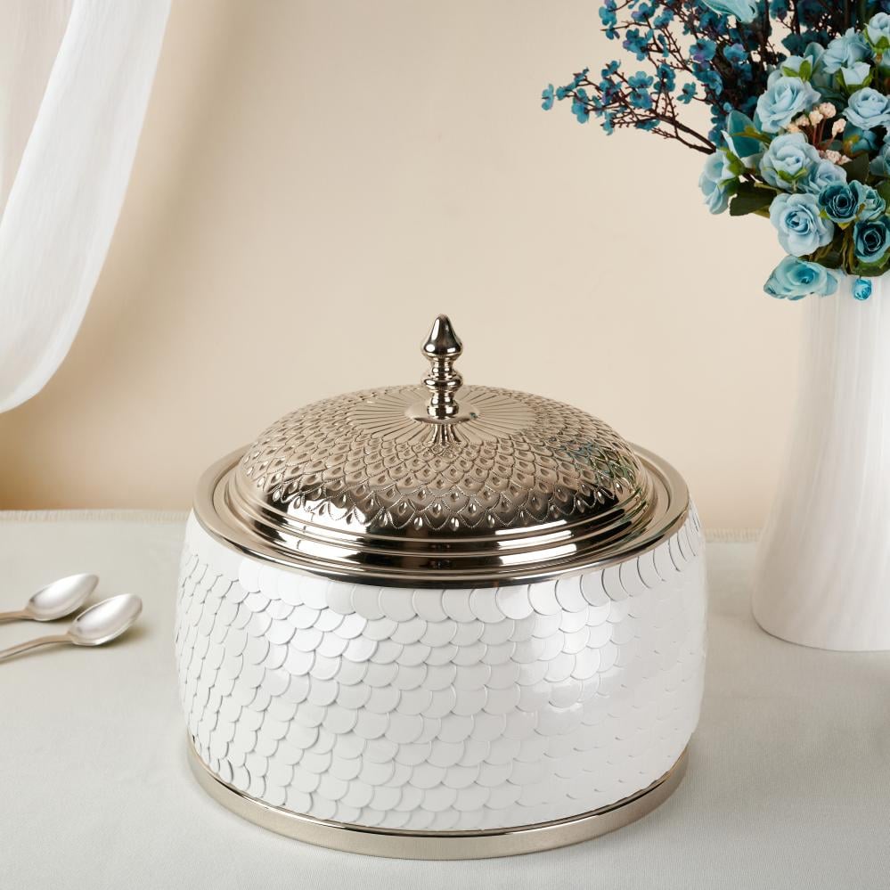 سخان طعام هندي من سوليتير، لون فضي وأبيض، سعة 3 لتر