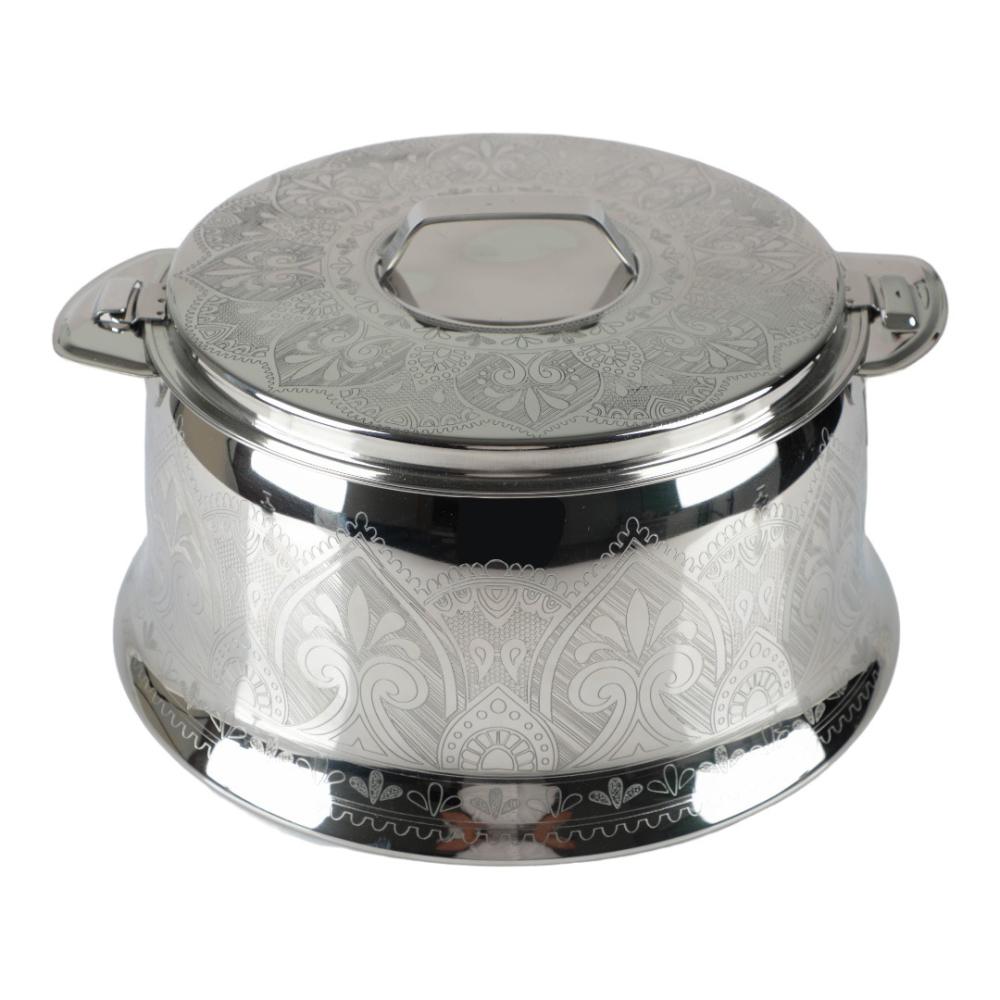 حافظة طعام ماكسيما ستانلس ستيل، لون فضي بنقوش، سعة 5 لتر