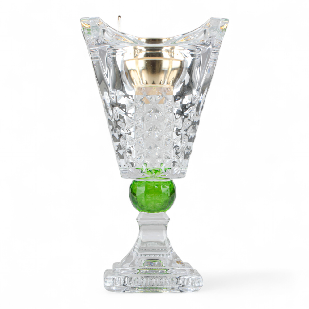 مبخرة الجوهرة كريستال من سولتير، لون شفاف وأخضر، الإرتفاع 25 سم