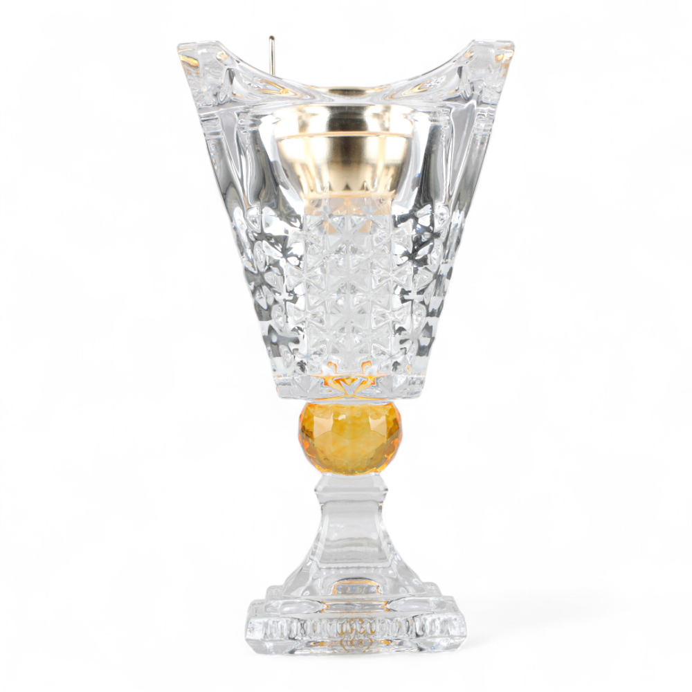 مبخرة الجوهرة كريستال من سولتير، لون شفاف وعنبر، الإرتفاع 25 سم