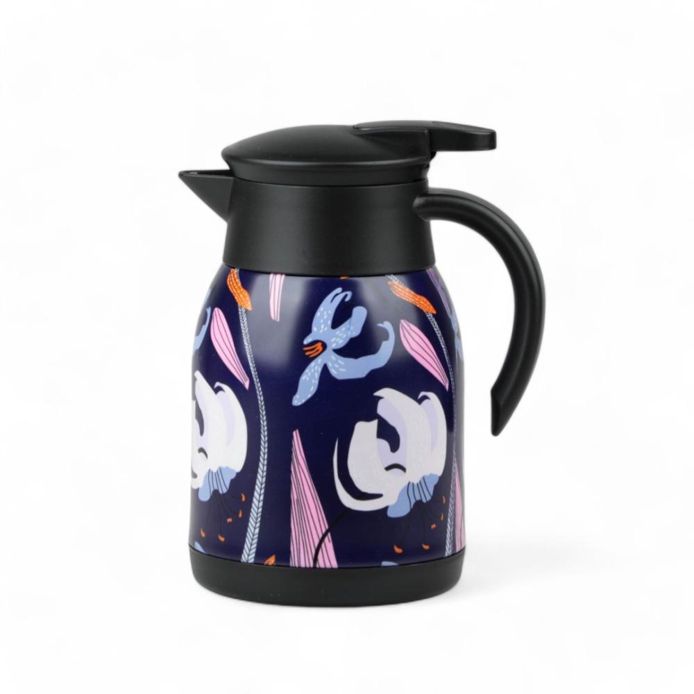 ترمس بستر ستيل متعدد الألوان بغطاء أسود، السعة 750 مل