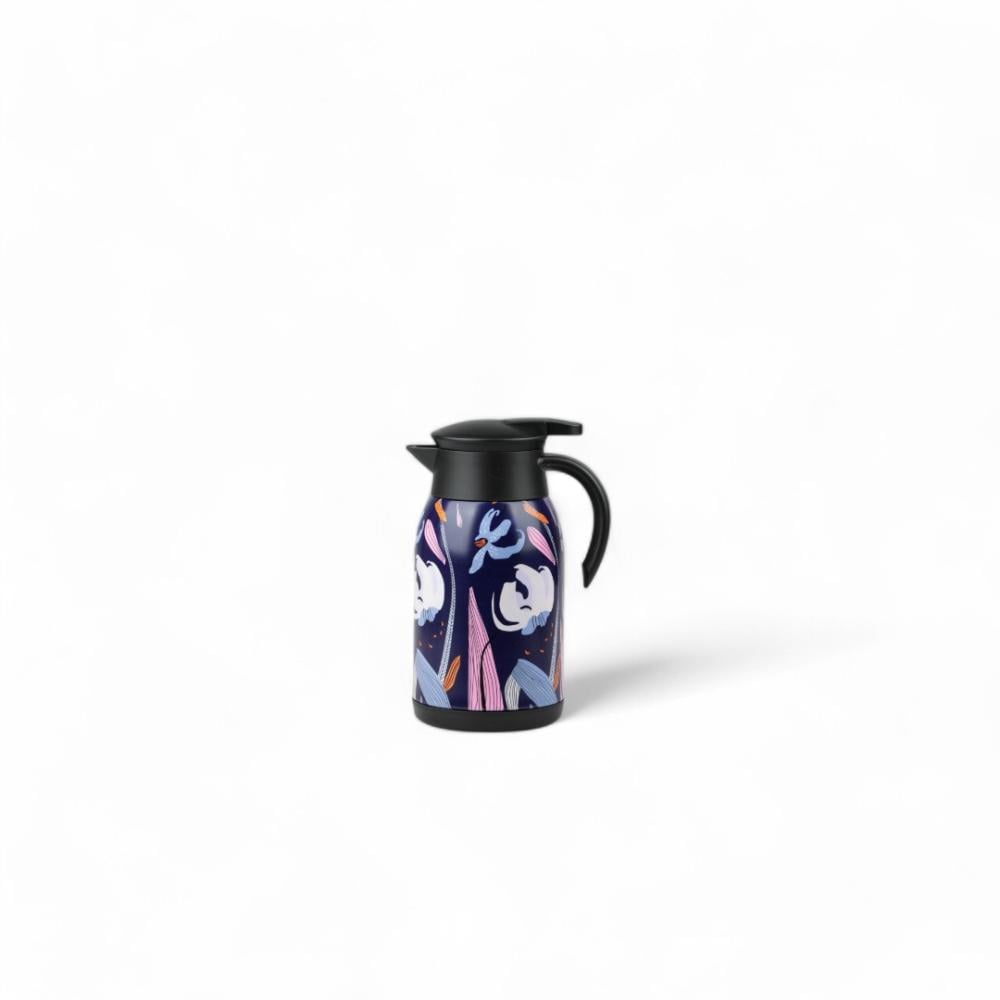 ترمس بستر ستيل متعدد الألوان بغطاء أسود، السعة 1 لتر