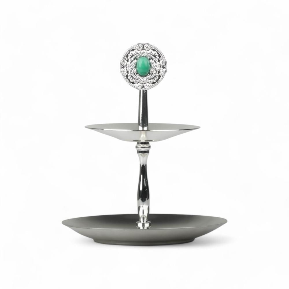 شيال حلى كوين من سوليتير، اللون فضي & أخضر, القطر 16سم, الإرتفاع 18سم