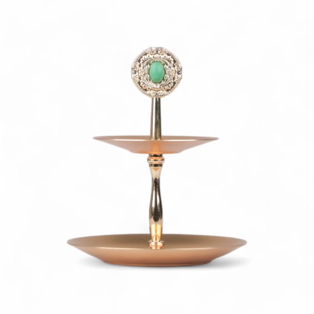 شيال حلى كوين من سوليتير، اللون ذهبي مطفي & أخضر, القطر 16سم, الإرتفاع 18سم