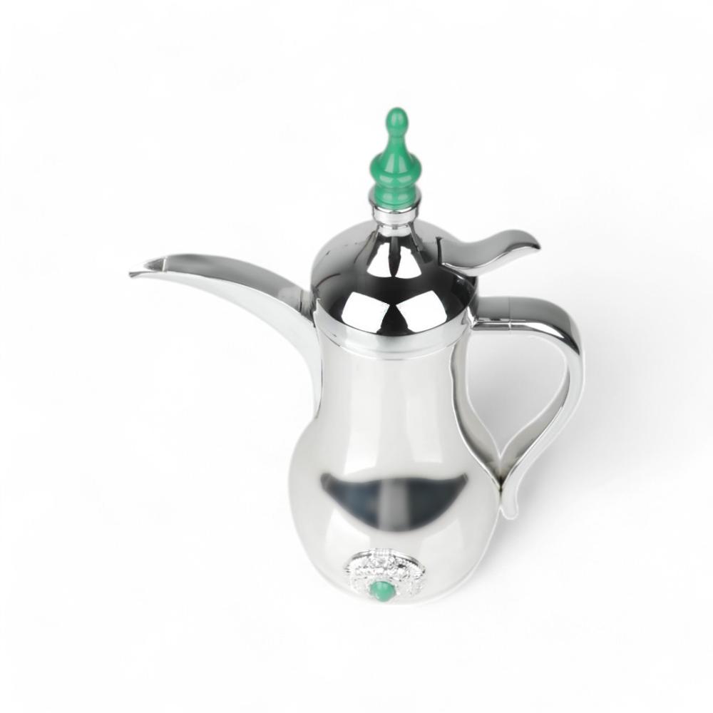 دلة قهوة من سولتير 0.5 لتر، اللون فضي & بحجر أخضر