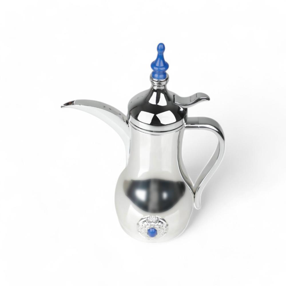 دلة قهوة من سولتير 0.5 لتر، اللون فضي & بحجر أزرق