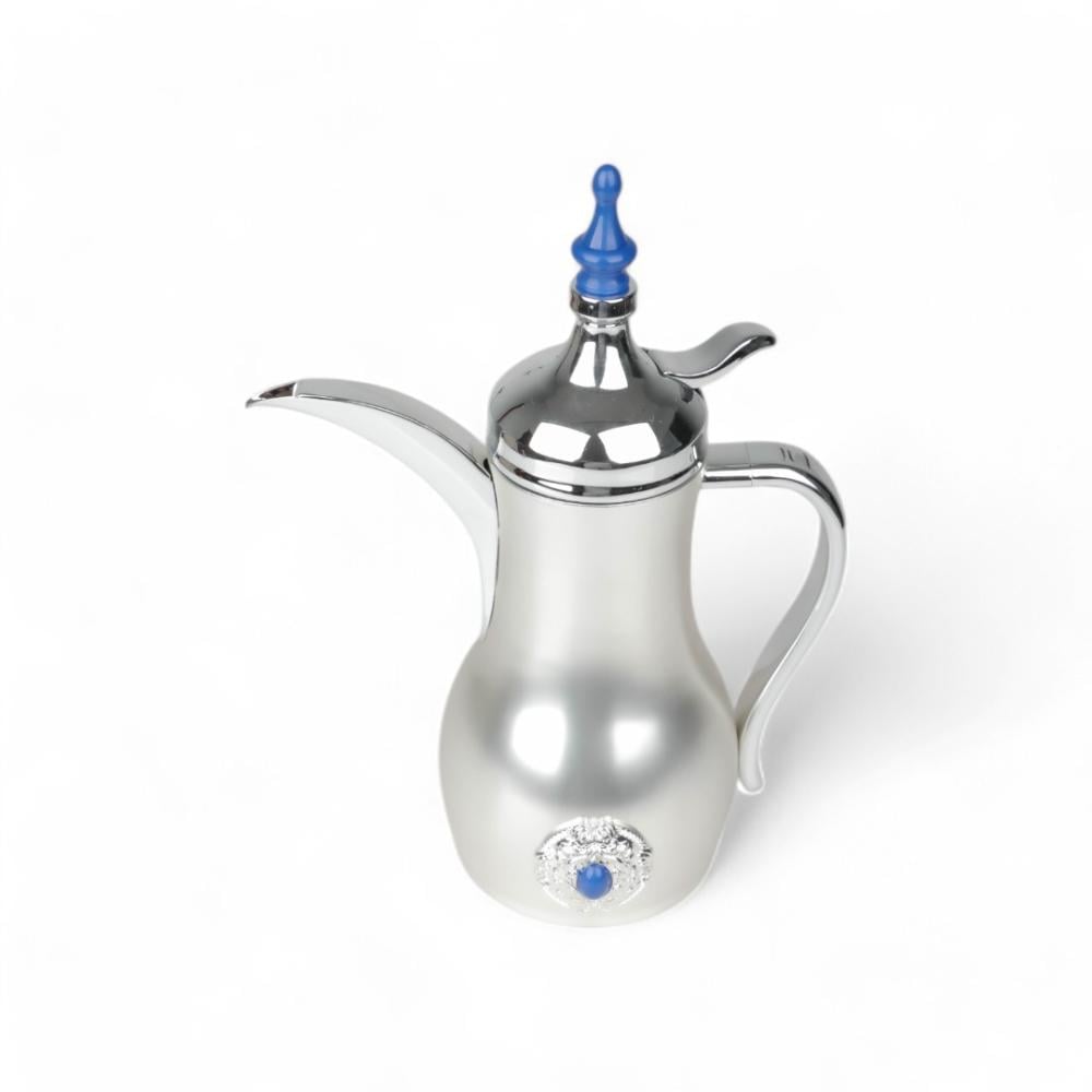 دلة قهوة من سولتير 0.5 لتر، اللون فضي مطفي & بحجر أزرق