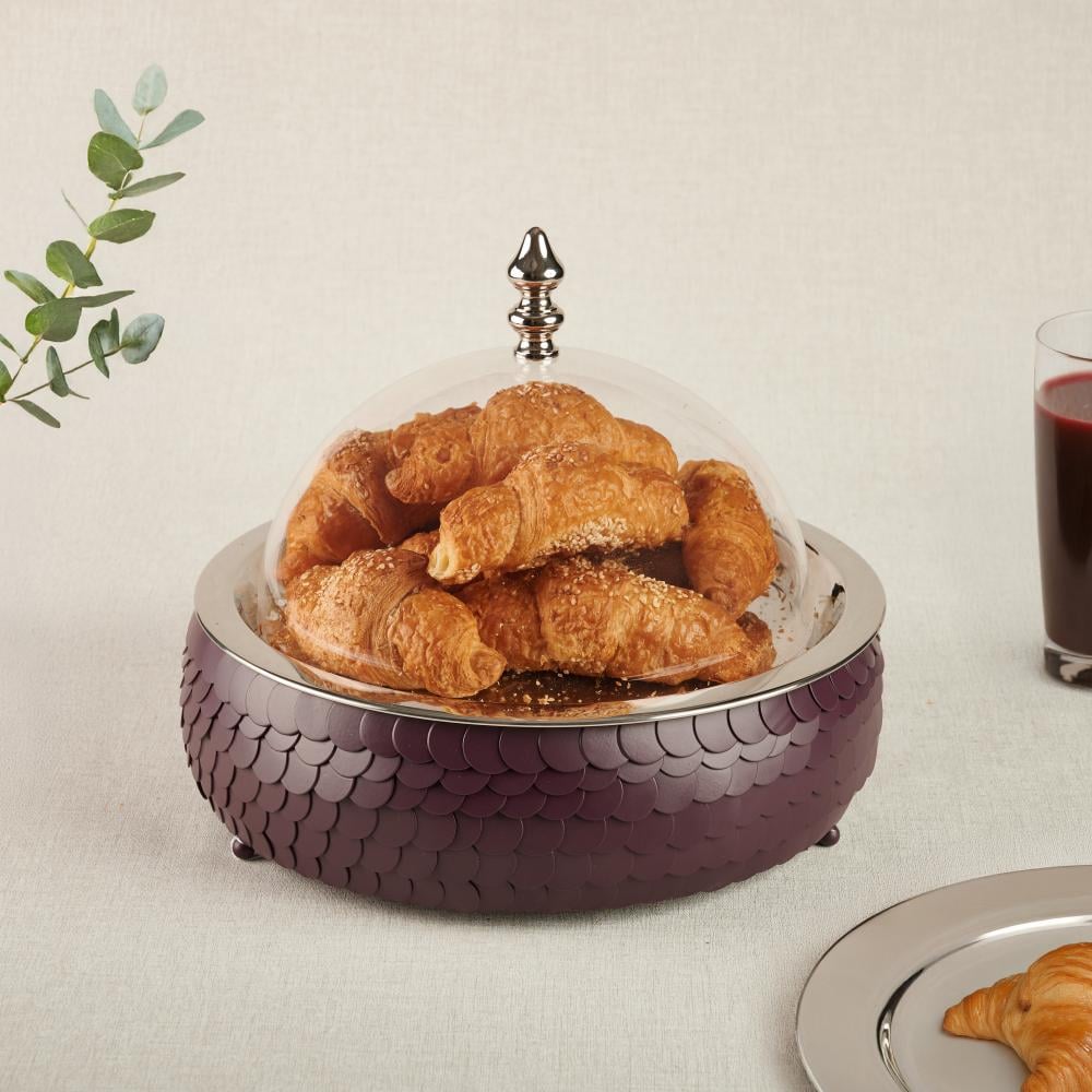 صحن كيك كوين بغطاء من سوليتير، لون بنفسجي