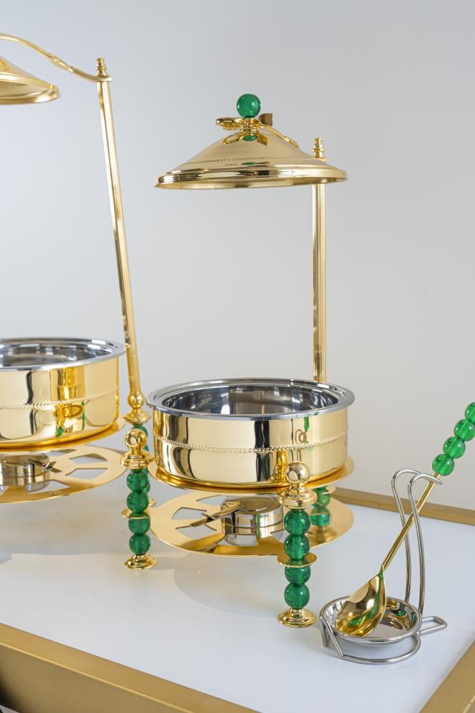 سخان طعام كريستال من سوليتير، لون ذهبي وأخضر، سعة 5 لتر