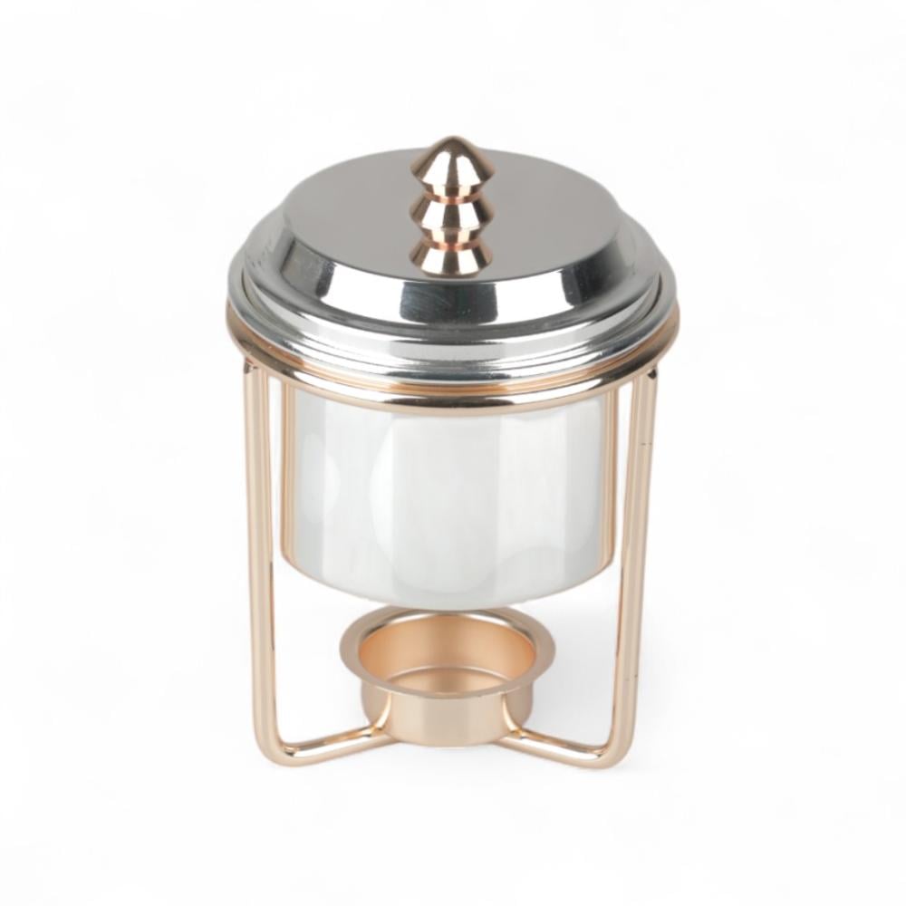 سخان طعام فوبي الفردي من سوليتير, حجم صغير, لون فضي وذهبي, القطر 10 سم