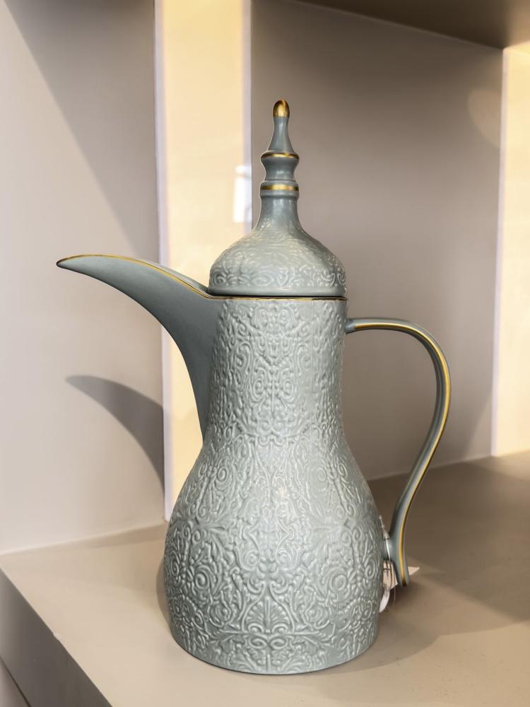 دلة بورسلان , سماوي ذهبي 600 مل