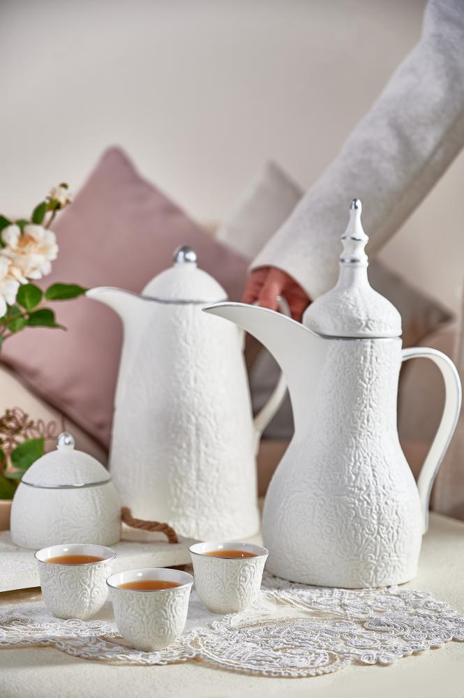 ترمس بورسلان , أبيض فضي  1 لتر