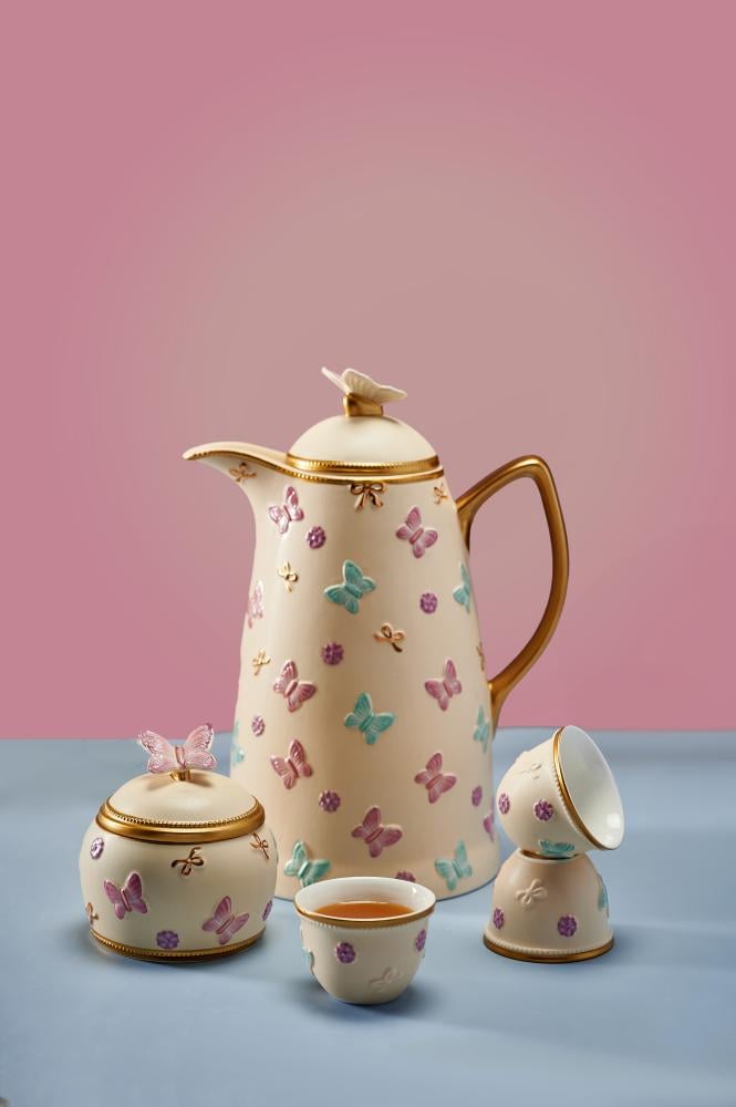 ترمس  الفراشة بيج , بورسلان 1 لتر