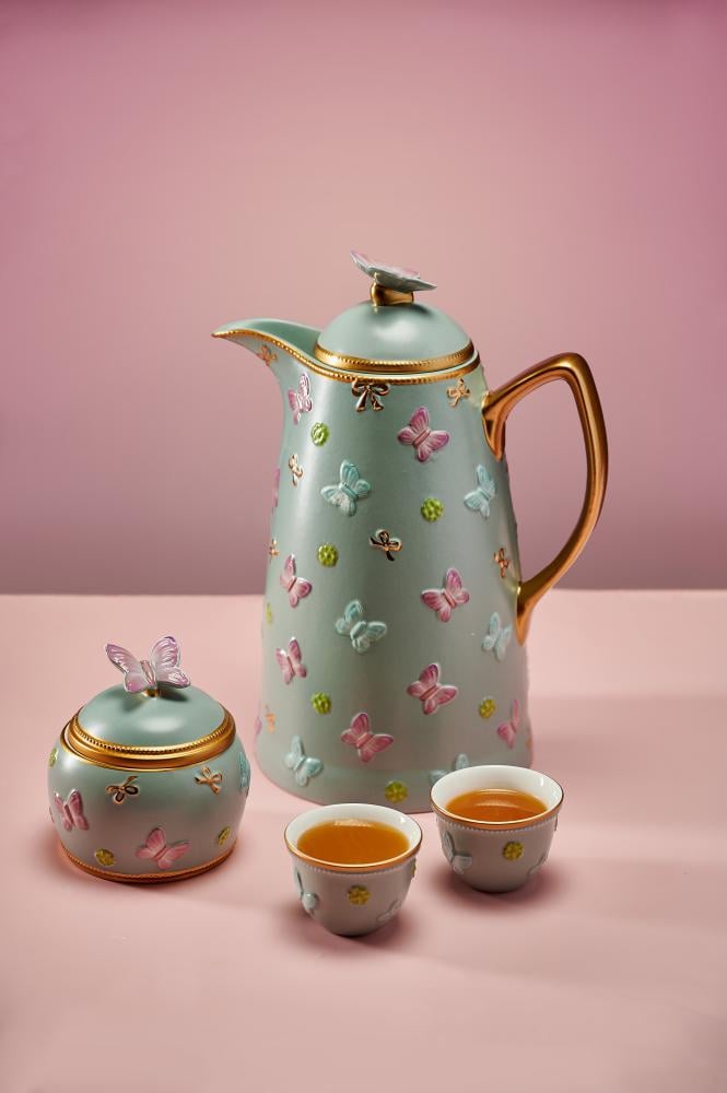 ترمس الفراشة سماوي , بورسلان 1 لتر