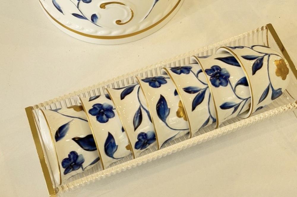 طقم فناجين قهوة بورسلان, أزرق ذهبي