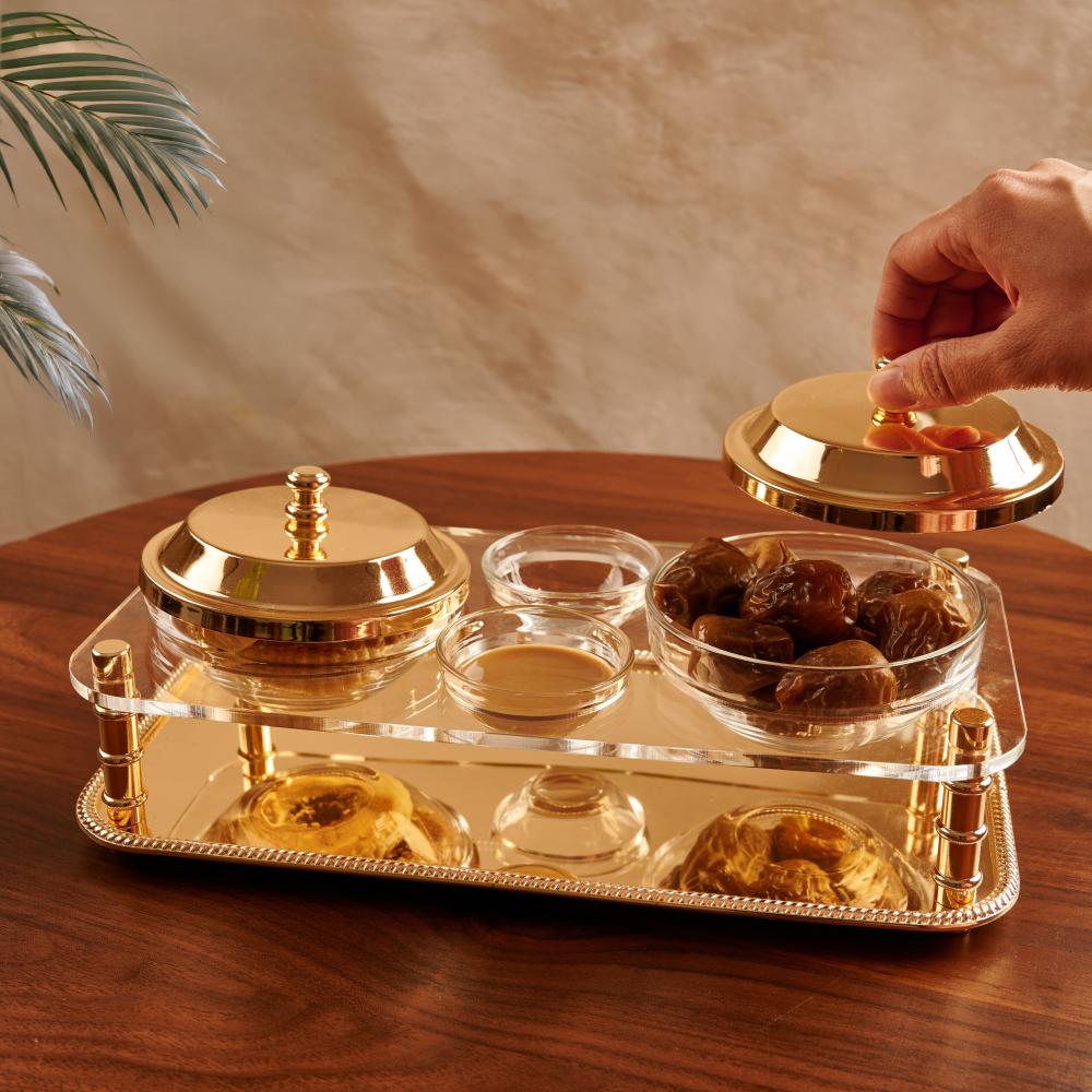 طقم ضيافة الاصالة أكريليك، لون ذهبي